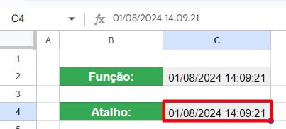 Uso do Atalho para Data e Hora Automáticos no Google Sheets