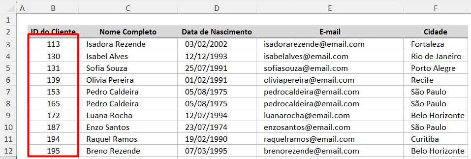 Clientes Classificando do Menor Para o Maior no Excel