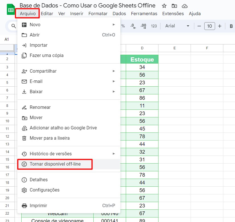 Tornando Arquivo no Google Sheets Disponível