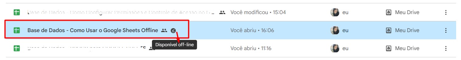 Arquivo Disponível Offline no Google Drive