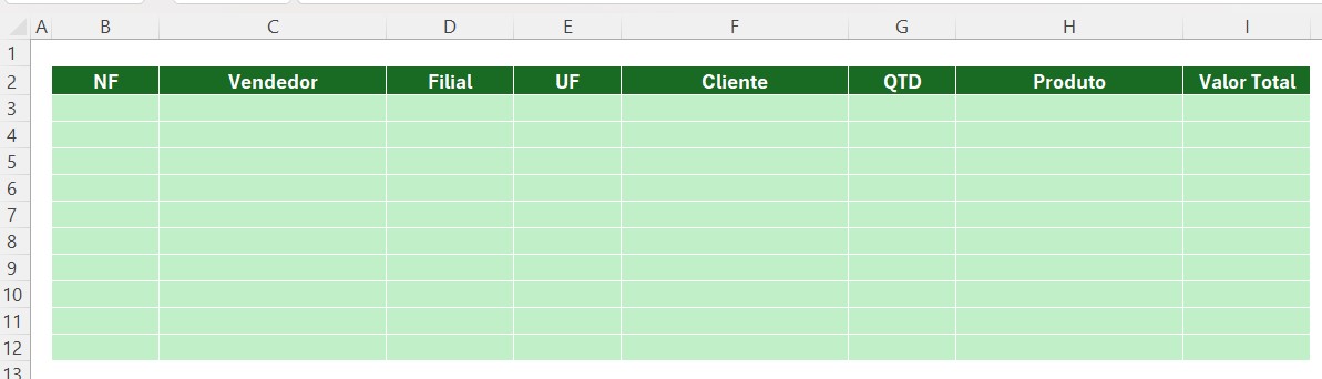 Base de Dados Para Cadastro de Compra no Excel