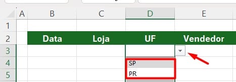 Lista Suspensa para UF no Excel