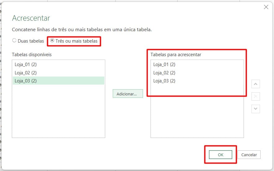 Acrescentando Tabelas no Power Query