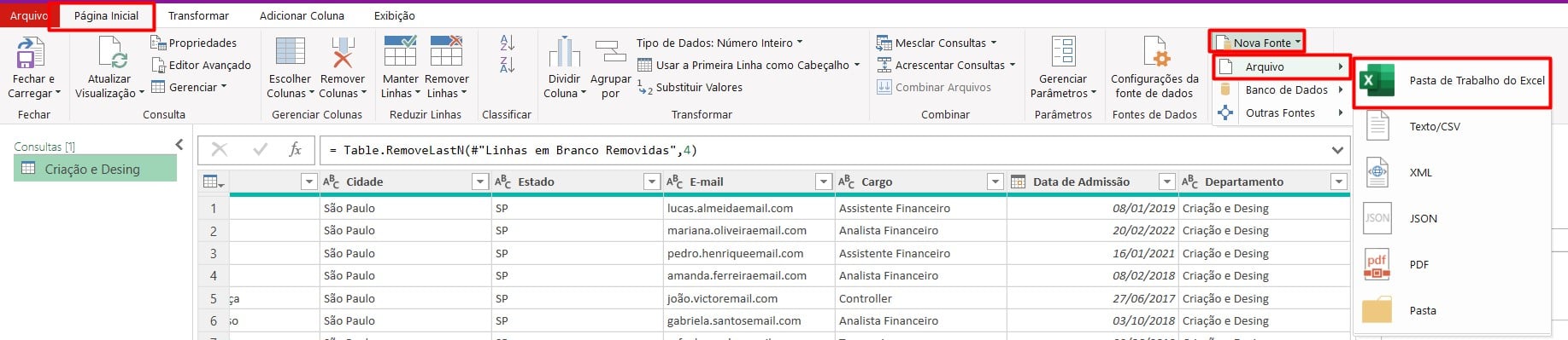 Adicionando Novas Fontes no Power Query