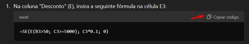 Copiando Fórmula Sugerida Pelo ChatGPT