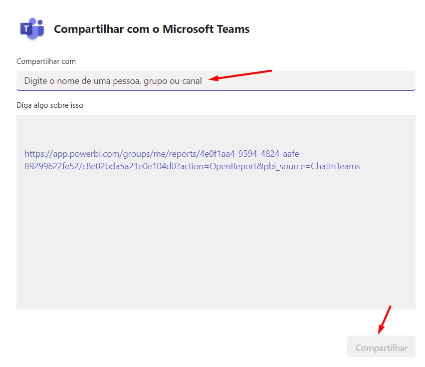 Compartilhando Relatório do Power BI Service no Teams