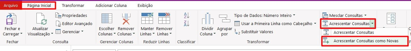 Acrescentando Novas Consultas no Power Query