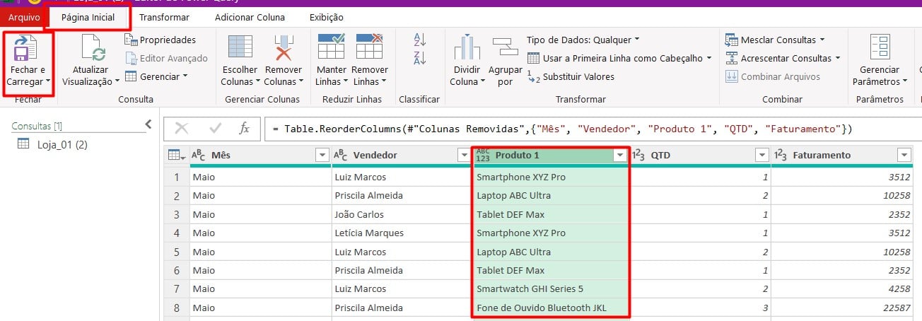 Carregando Tabela Corrigida no Excel