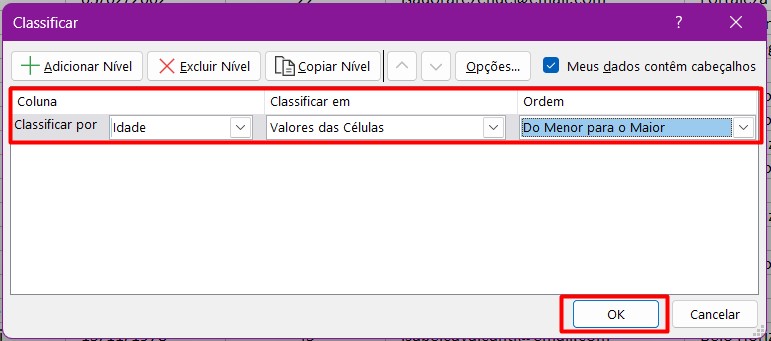 Configurando a Classificação Personalizada no Excel