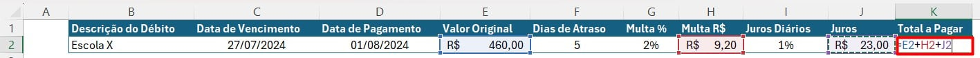 Calculando o Total a Pagar no Excel