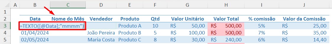 Usando a Função TEXTO Para Saber o Nome do Mês no Excel