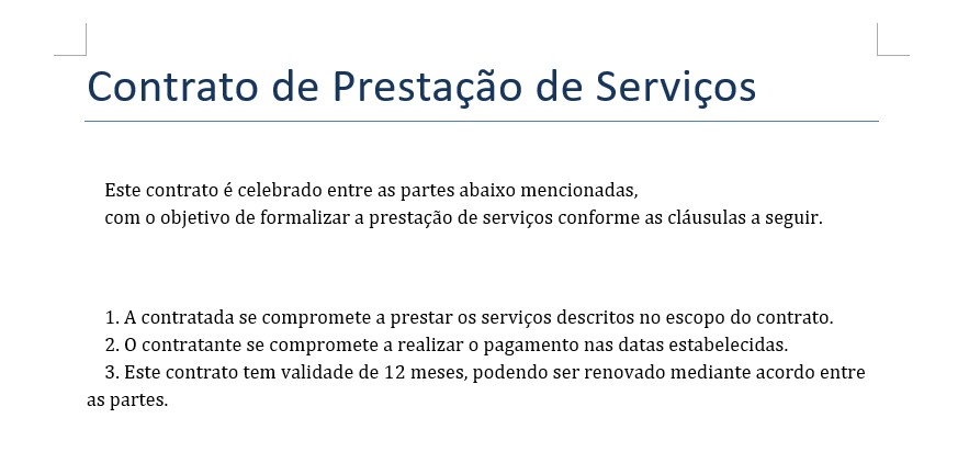 Contrato Simples de Prestação de Serviço no Word