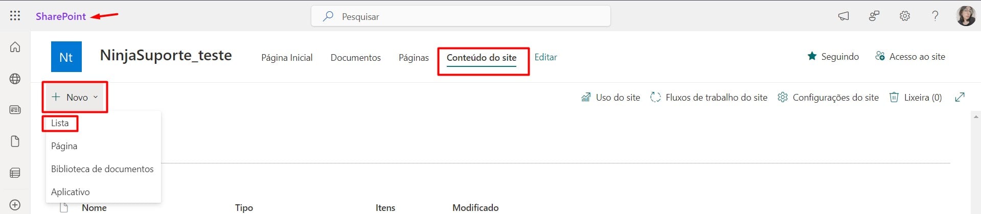 Criando uma Nova Lista