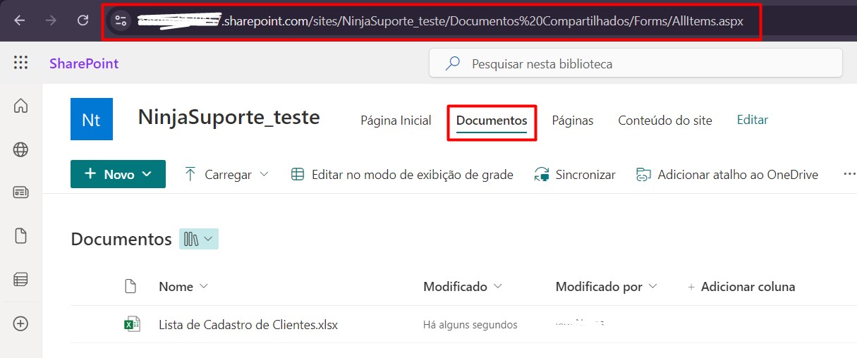 Copiando URL da Pasta de Documentos do SharePoint