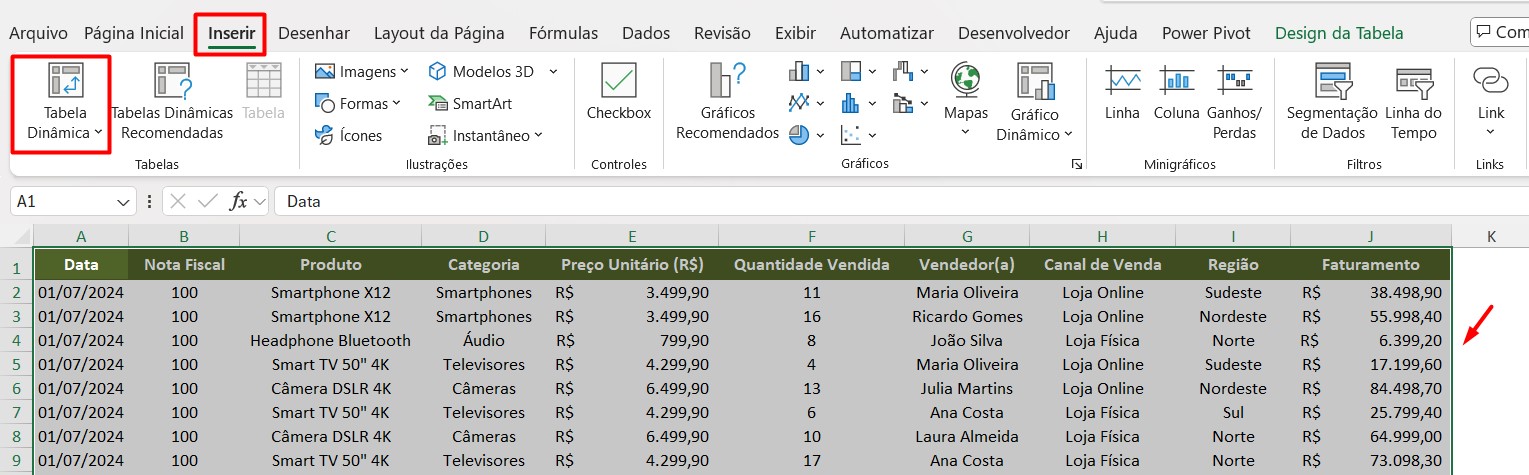 Função SE no Campo Calculado da Tabela Dinâmica do Excel