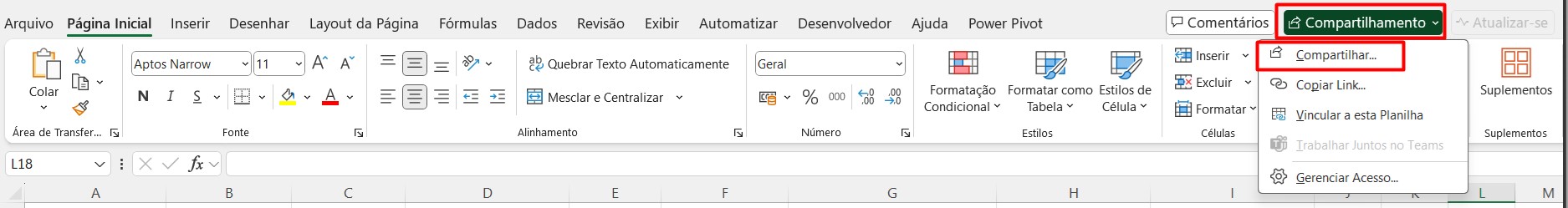 Compartilhando a Planilha de Excel com Outras Pessoas