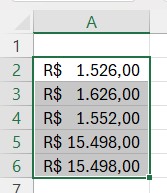 Intervalo com Valores na Coluna A