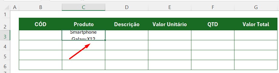 Quebrando Texto Automaticamente no Excel