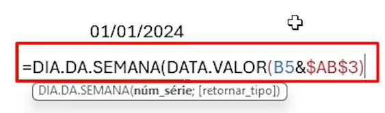 Aplicação das Funções DATA.VALOR e DIA.DA.SEMANA no Calendário do Excel