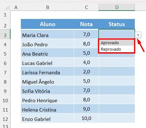 Lista Suspensa no Excel