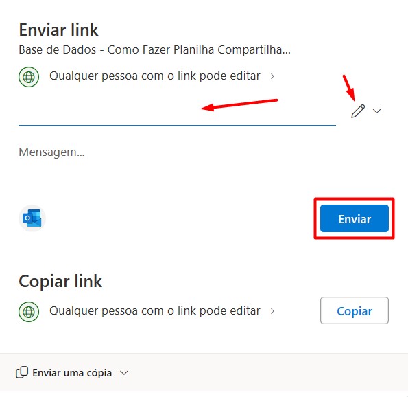 Opções de Envio Via E-mail de Planilha no Excel