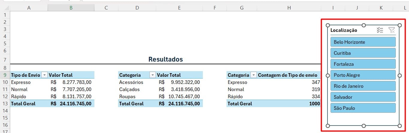 Segmentação de Dados Inserida no Excel