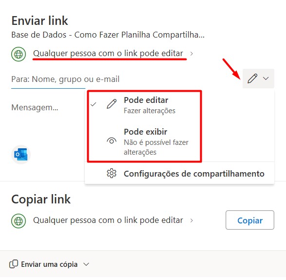 Editando Tipos de Acessos na Planilha de Excel