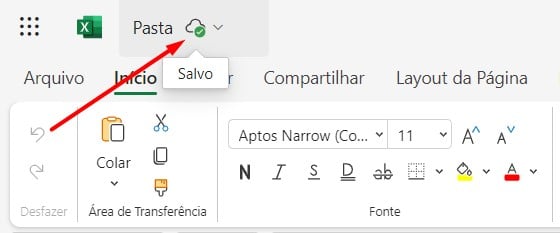 Excel Online Salvo Automaticamente na Nuvem