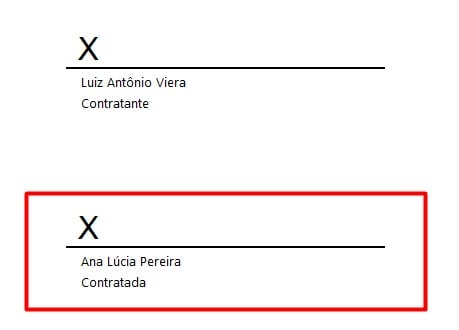 Linha de Assinatura Inserida no Word