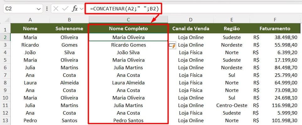 Como Juntar Duas Colunas no Excel