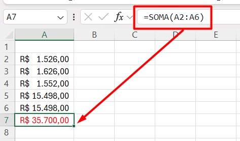 Utilizando a Função SOMA no Excel