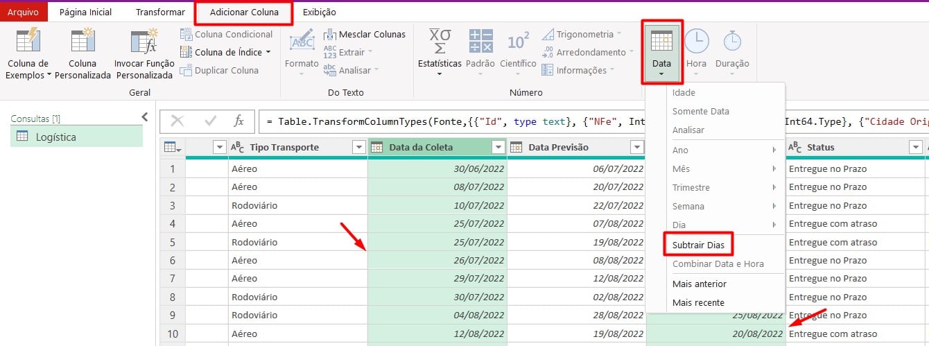 Adicionando Colunas no Power Query