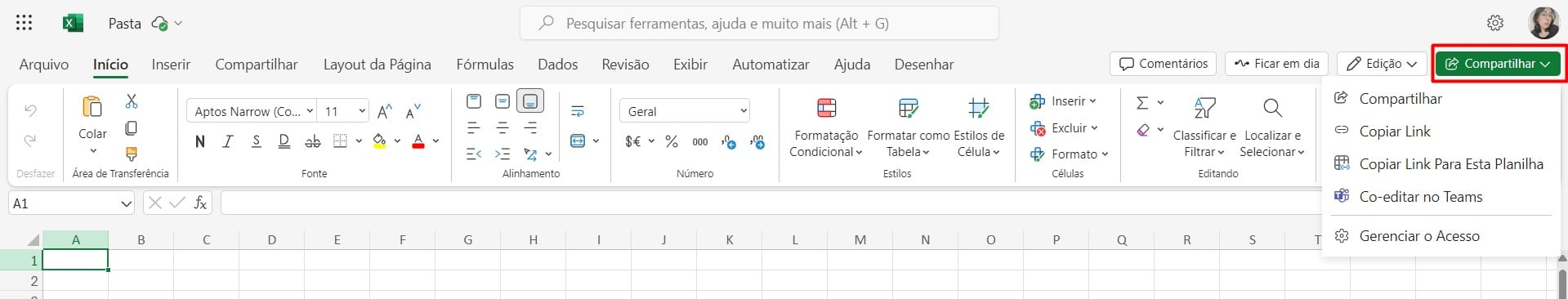 Compartilhando Planilha Online do Excel