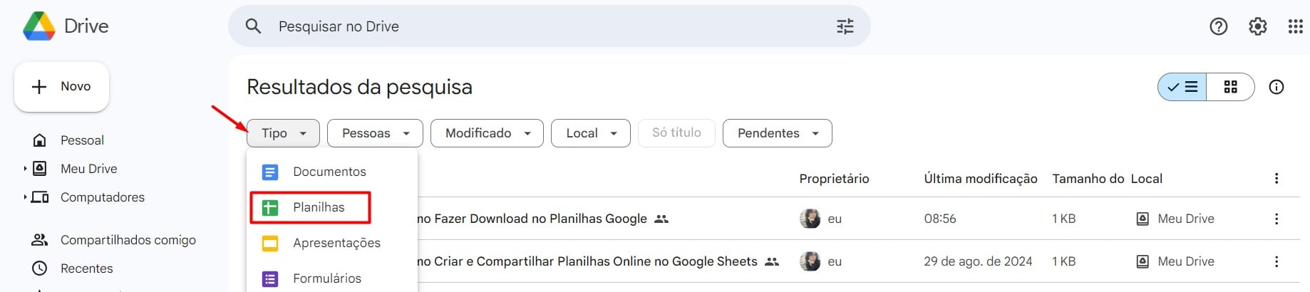 Localizando os Arquivo no Google Drive