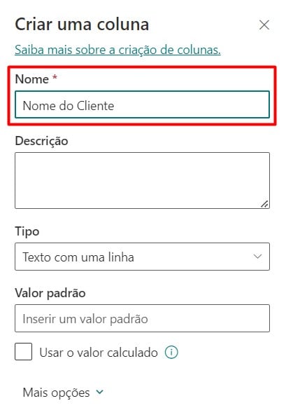 Nomeando Coluna no SharePoint