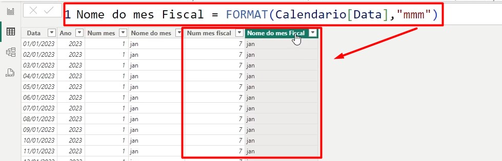 Criando uma Coluna com o Nome do Mês