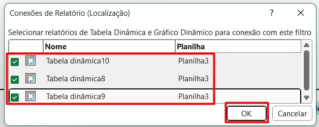 Configurando as Conexões da Segmentação de Dados no Excel