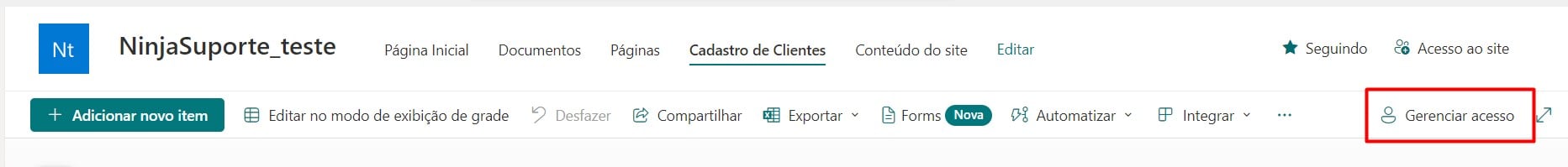 Gerenciando Acesso a Lista do SharePoint