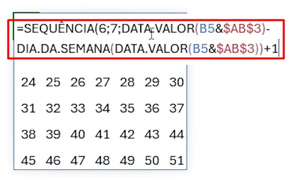 Preenchendo as Informações da Função SEQUÊNCIA no Excel