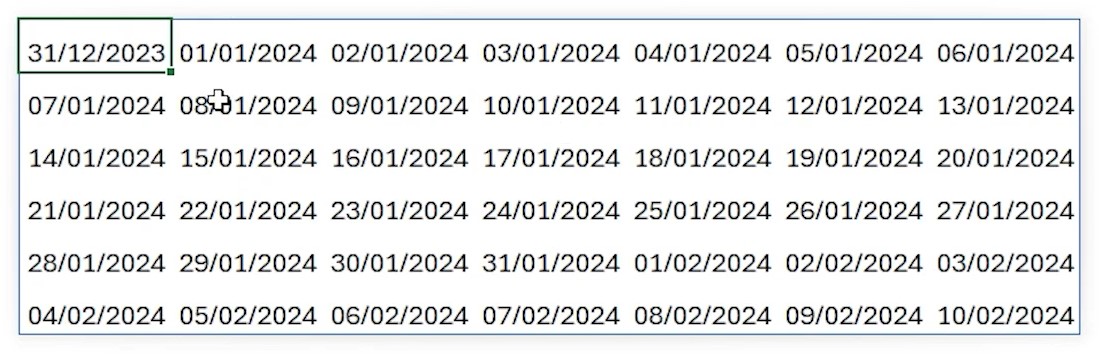 Função SEQUÊNCIA Formatada como Data Abreviada no Excel