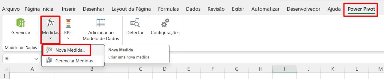 Adicionando Nova Medida no Power Pivot no Excel