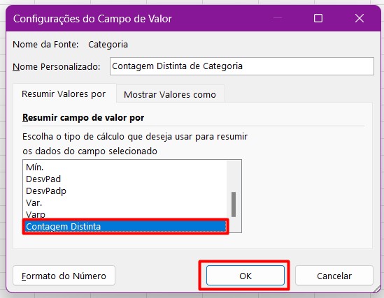 Realizando Contagem Distinta no Campo de Valor