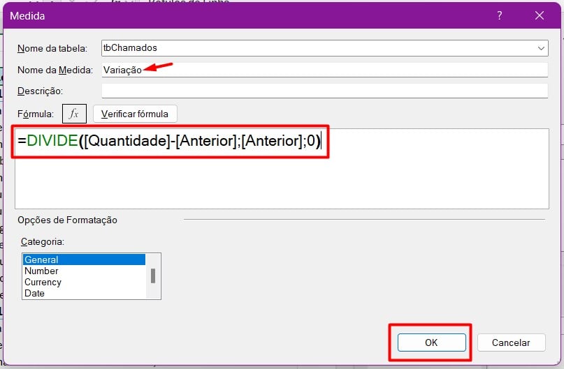 Calculando a Variação Percentual com DAX DIVIDE no Excel