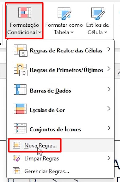 Criando Nova Regra na Formatação Condicional no Excel