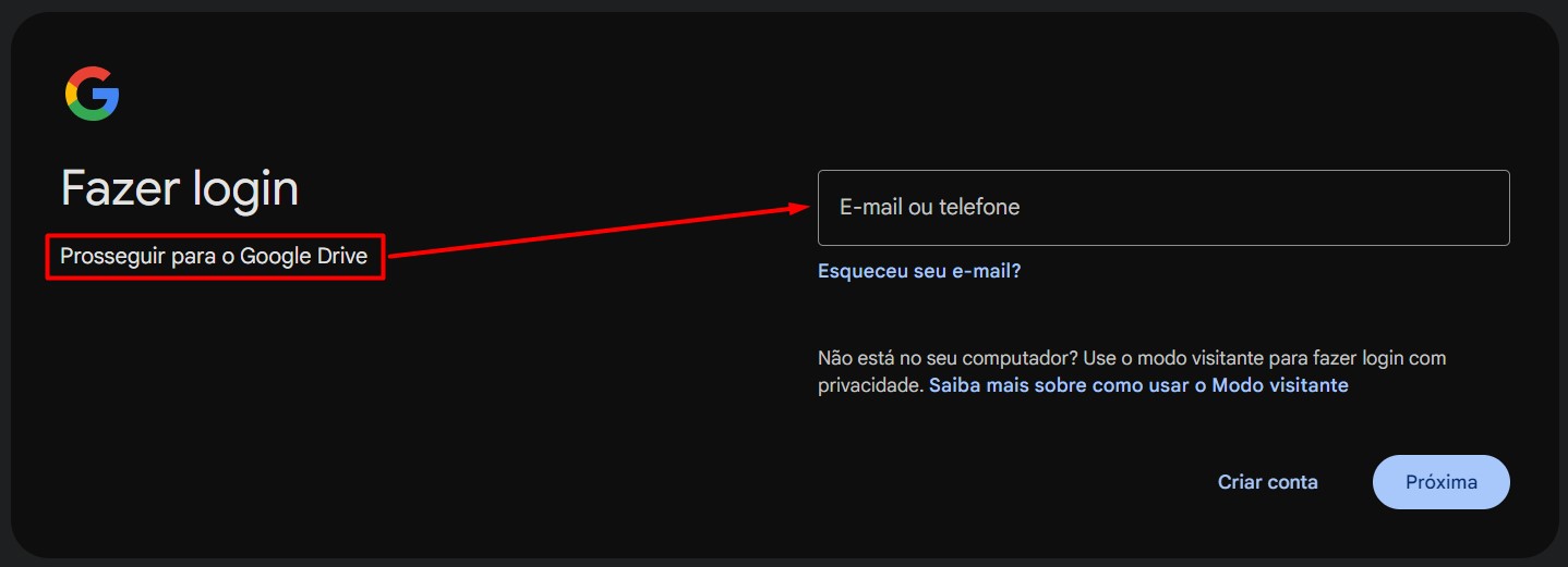 Acessando o Google Drive