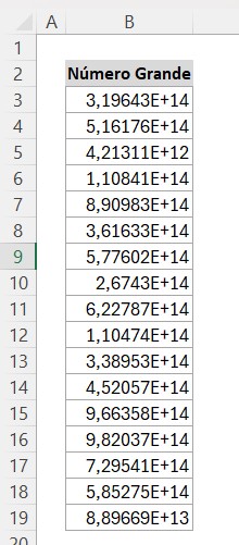 Lista de Notação Científica no Excel