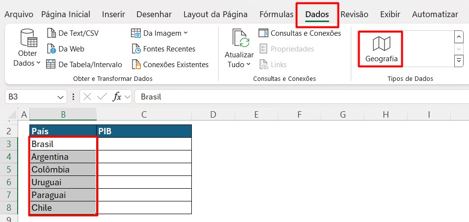 Convertendo os Dados para Geografia no Excel