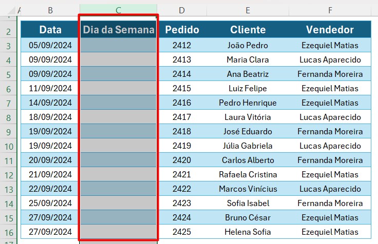 Criando Coluna no Excel