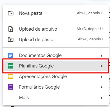 Acessando o Google Sheets no Google Drive