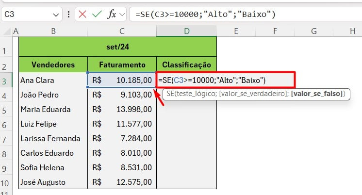 Use a fórmula SE para Automatizar Funções do Excel